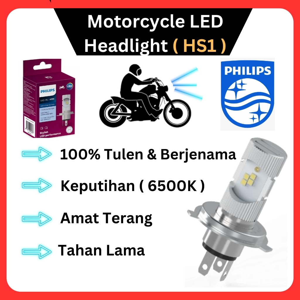 Philips Motorcycle Headlight Led Light Bulb HS1 / Lampu Depan Motor ...