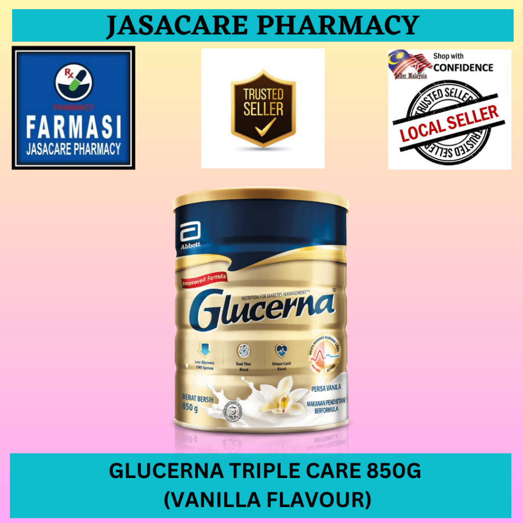 Abbott Glucerna Triple Care Diabetic milk formula 850g vanilla/wheat flavour Shopee Malaysia