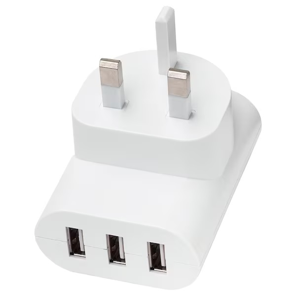 3 pin plug SMÅHAGEL 3-port USB charger White | Shopee Malaysia
