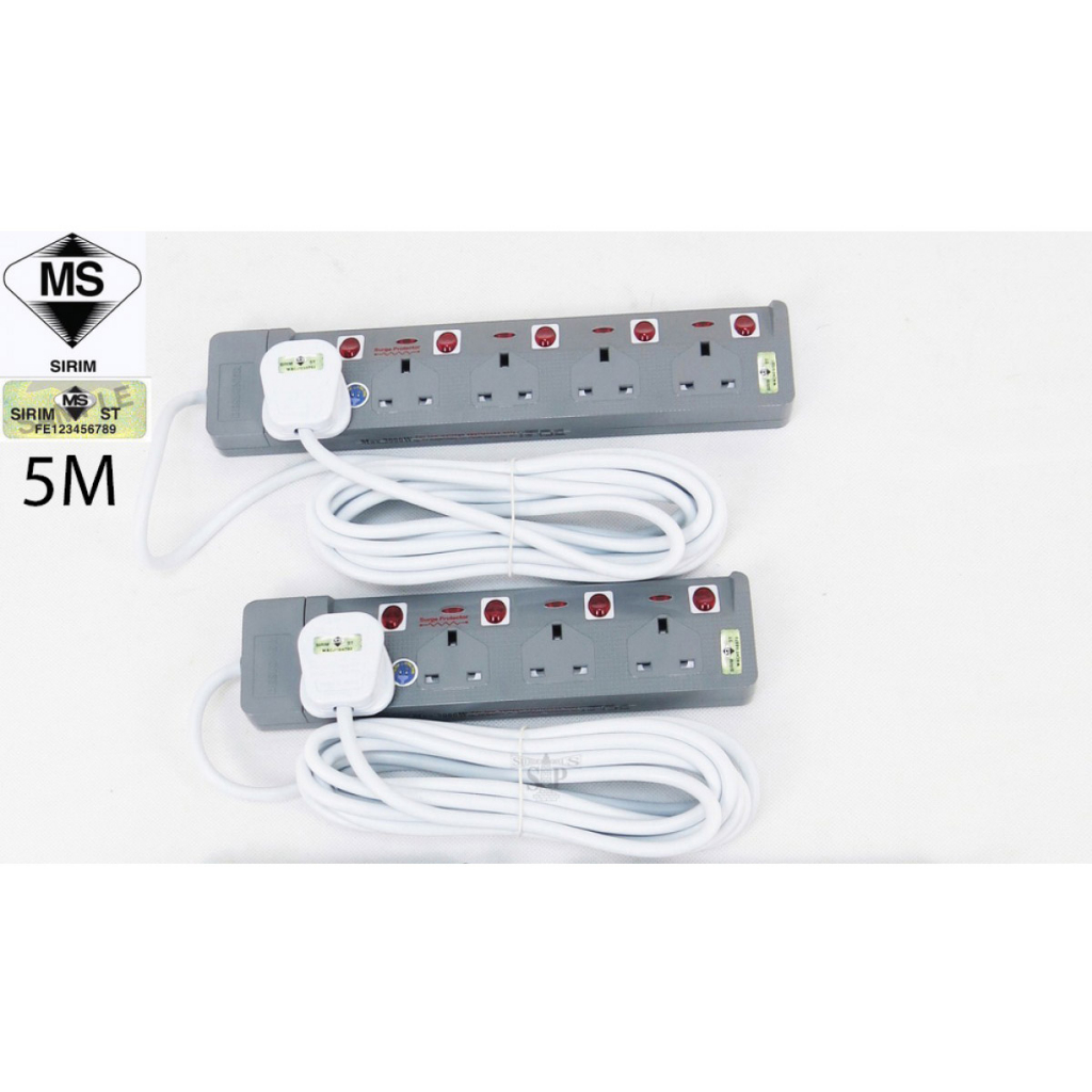 Designer 13A Extension Trailing Socket 4-Way (9844) 2 Meter / 5-Way ...