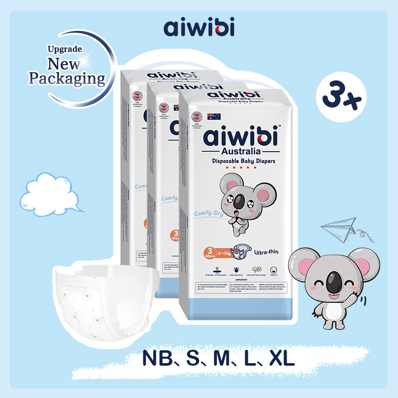 Aiwibi Comfy Dry Diapers Tape Pants - S156/M144/L132/XL120 (3 Pack ...