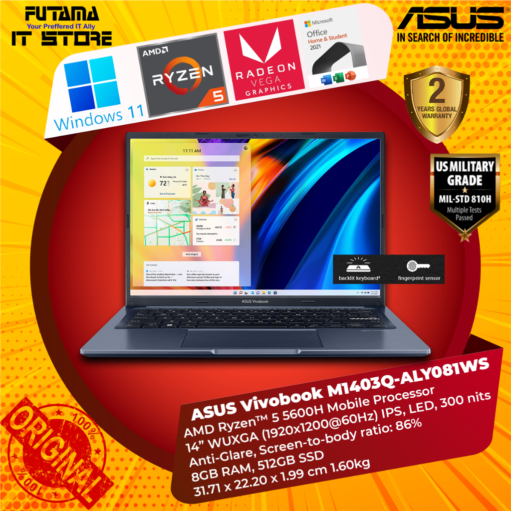 ASUS Vivobook 14X (M1403Q-ALY081WS) - AMD Ryzen 5 5600H/AMD Radeon Vega ...