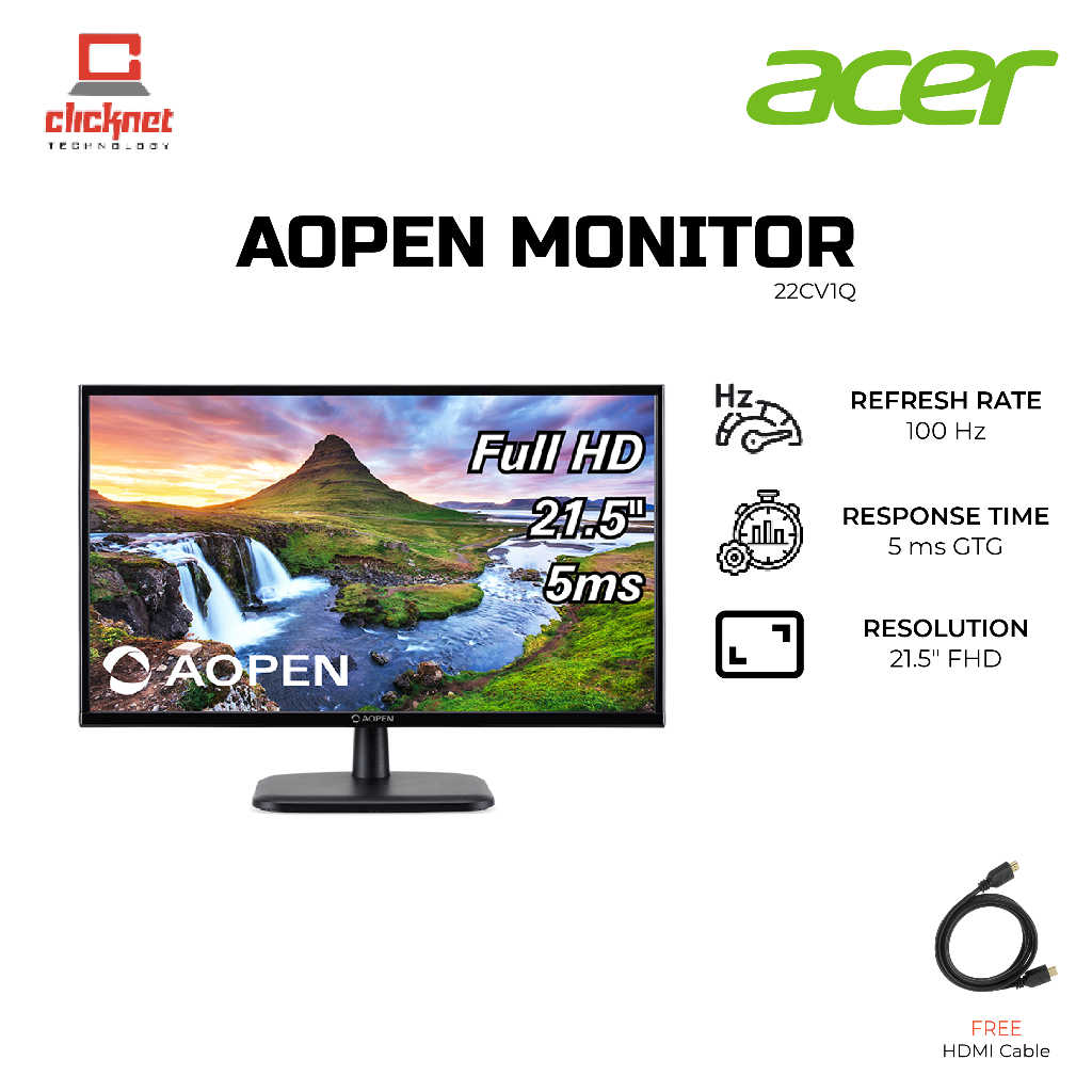 ACER AOPEN 22CV1Q BI 21.5 '' FHD LED MONITOR- BLACK | Shopee Malaysia