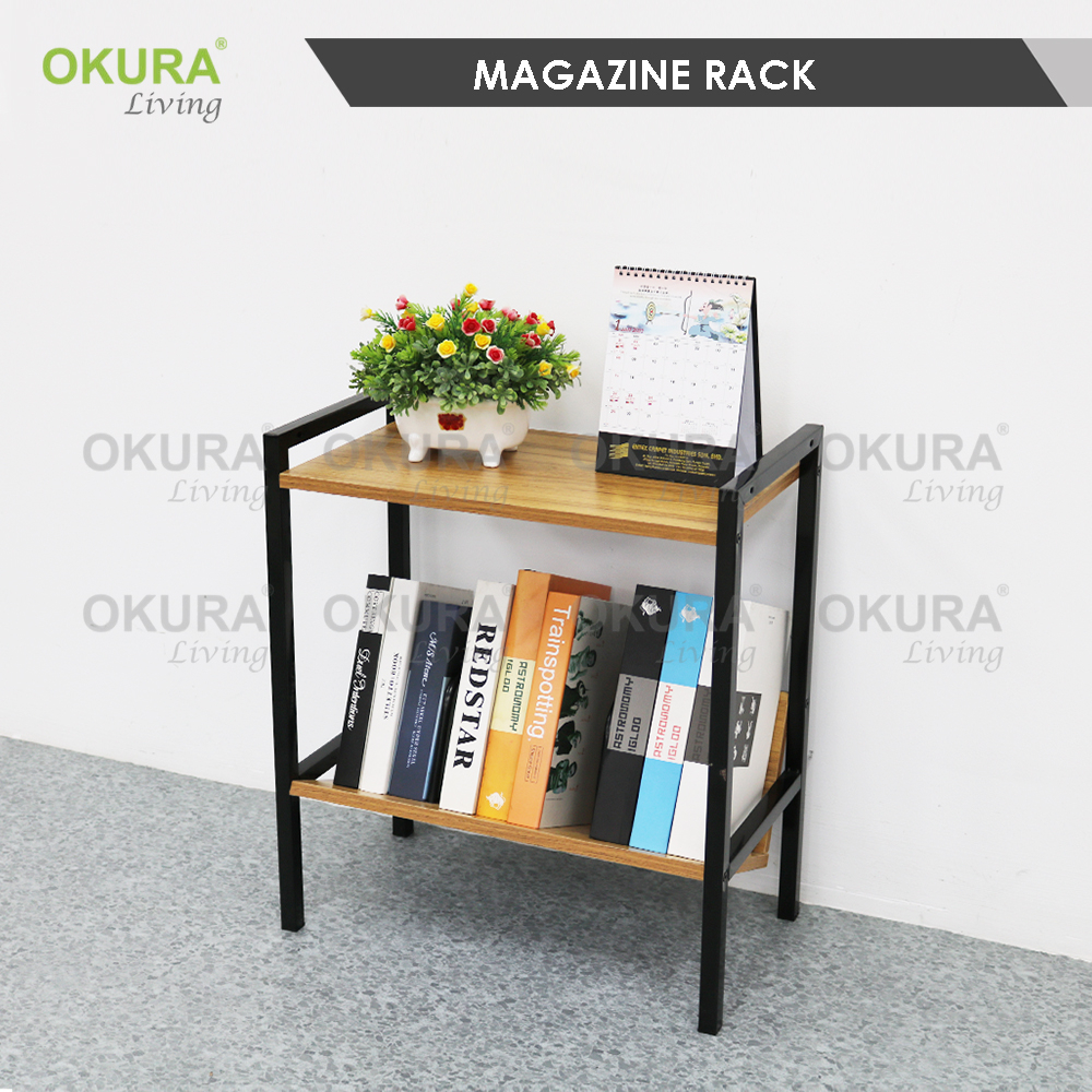 OKURA 2 Tier Magazine Rack Book Shelf Home Office Rak Buku Majalah ...