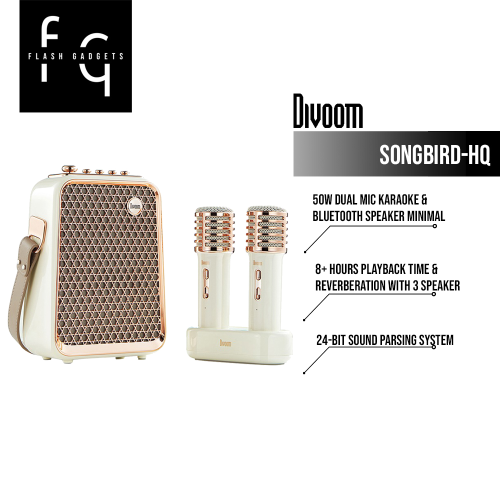 Divoom SongBird-HQ 50W Dual Mic Karaoke & Bluetooth Speaker I 1 Year ...