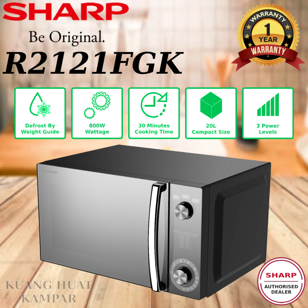 SHARP 20L MECHANICAL DIAL FLATBED MICROWAVE R2121FGK / R2121FGK