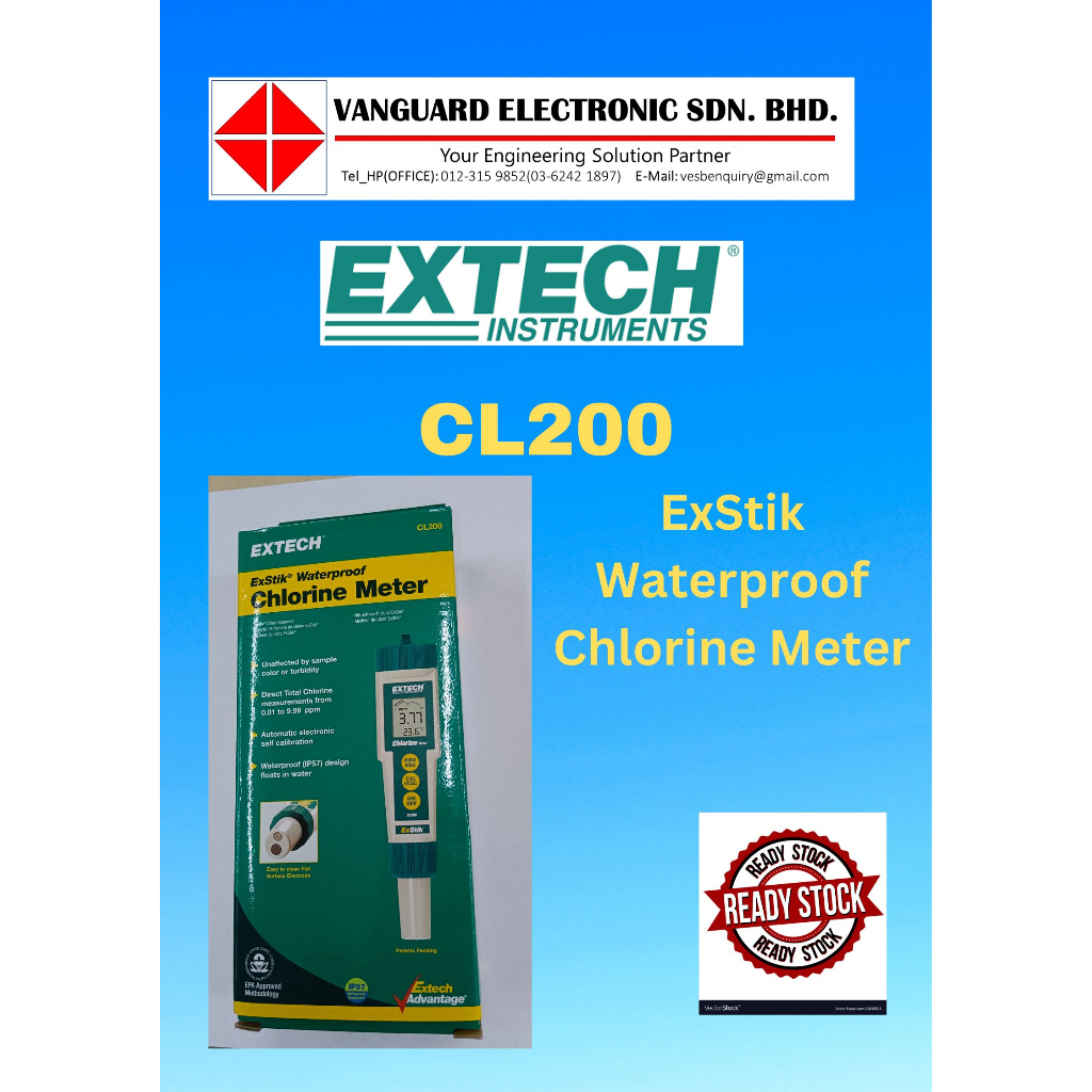 Extech ExStik Waterproof Chlorine Meter CL200 | Shopee Malaysia