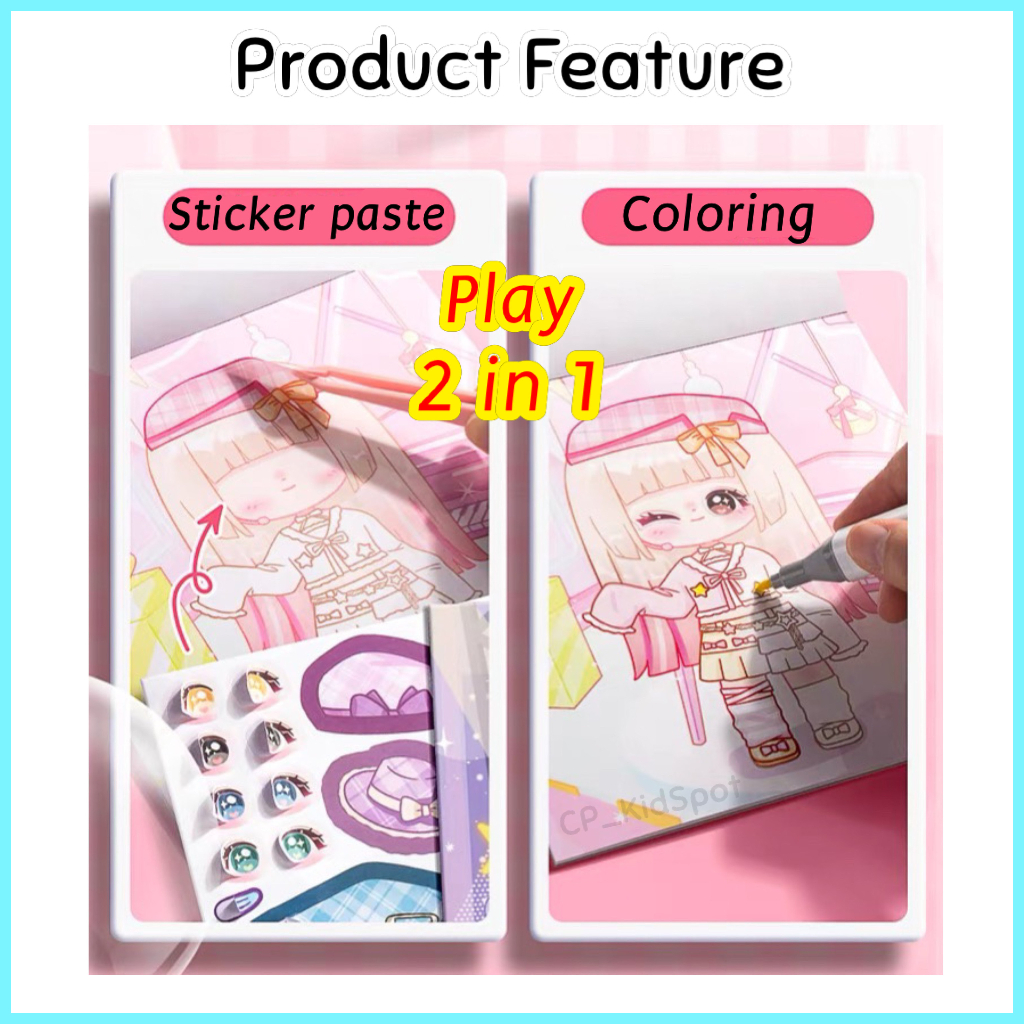 Sticker Colouring Book Cartoon DIY Creativity Dress Up Sticker Book ...