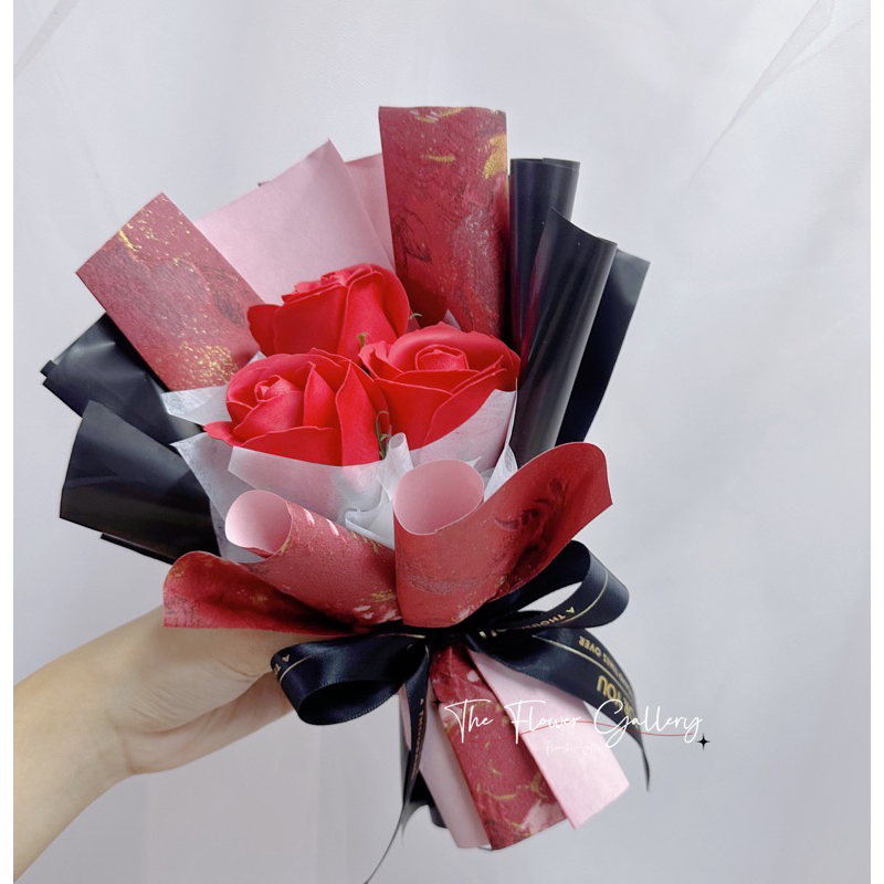 soap sun flower, roses, carnations bouquets 3 stalk for birthday n