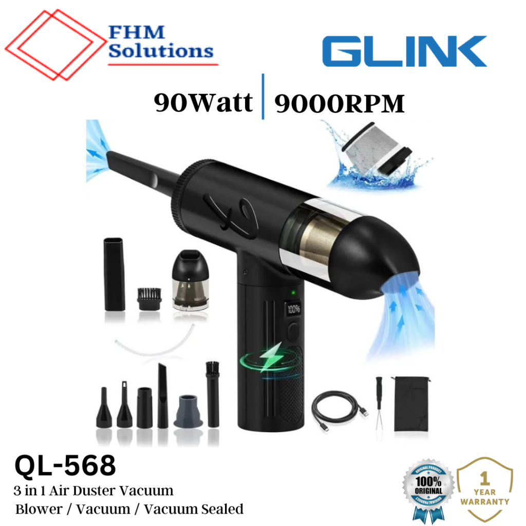 GLINK QL568 Compressed Air Duster & Mini Vacuum Keyboard Cleaner 3in