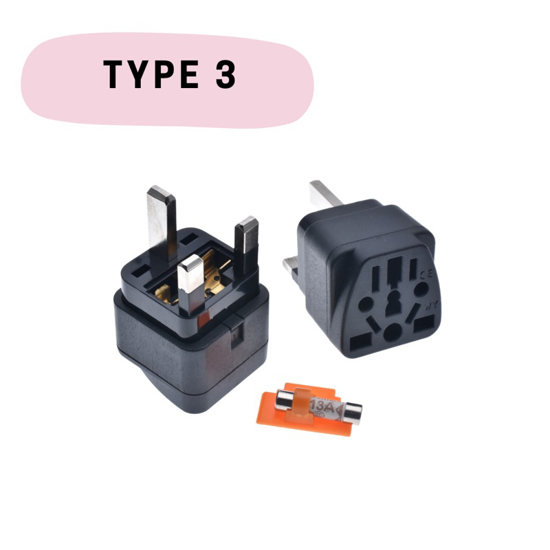 (ADAPTOR) 2 Pin To 3 Pin Adaptor / UK 3 Pin / Malaysia 3 Pin
