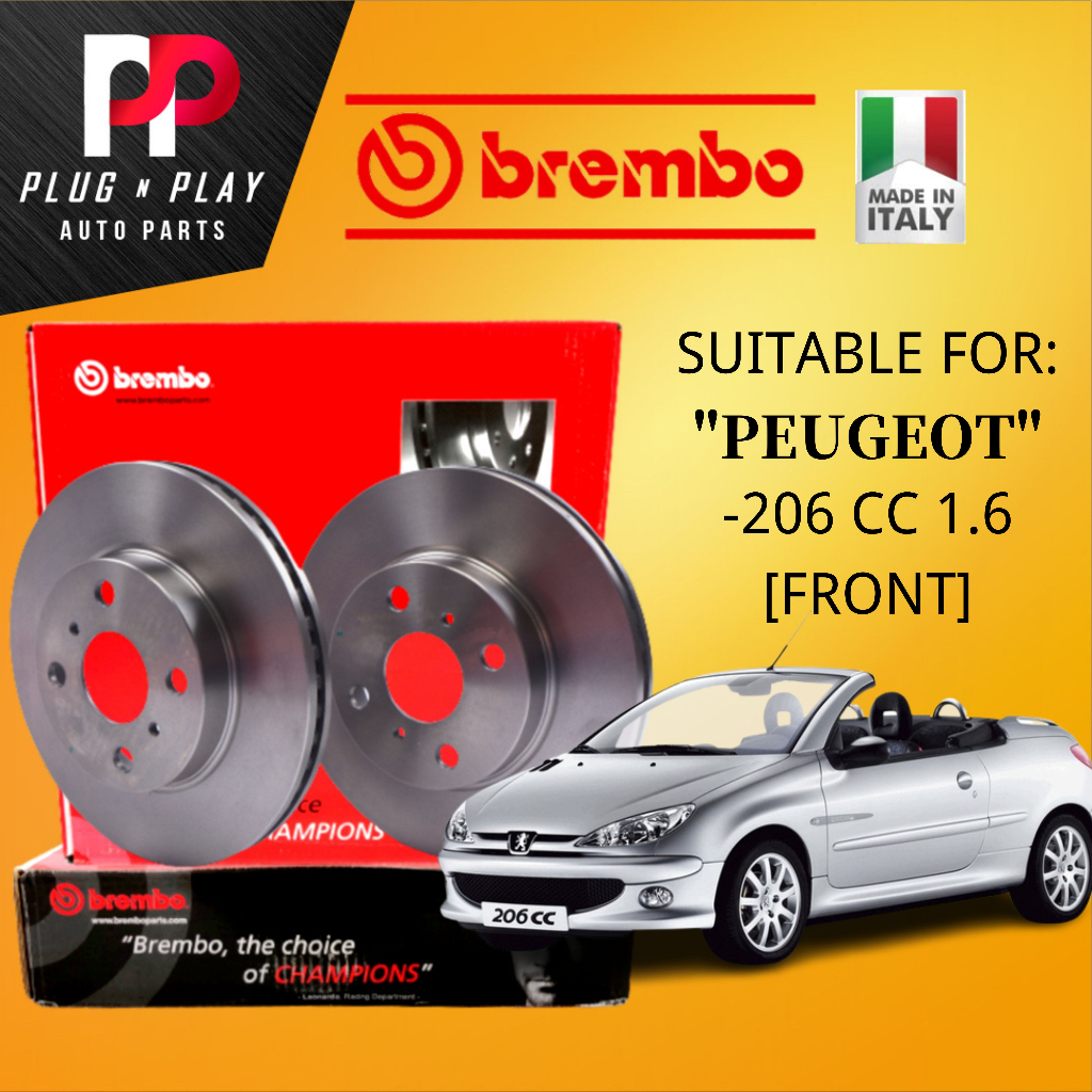 BREMBO PEUGEOT 206 CC 1.6 FRONT ( DEPAN ) 100 ORIGINAL BREMBO DISC