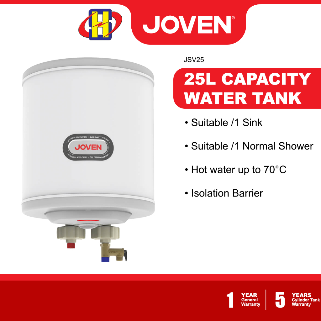 Joven Storage Water Heater (25L/35L/50L) Vertical Model Stainless Steel  Tank Water Heater JSV25 / JSV35 / JSV50 | Shopee Malaysia
