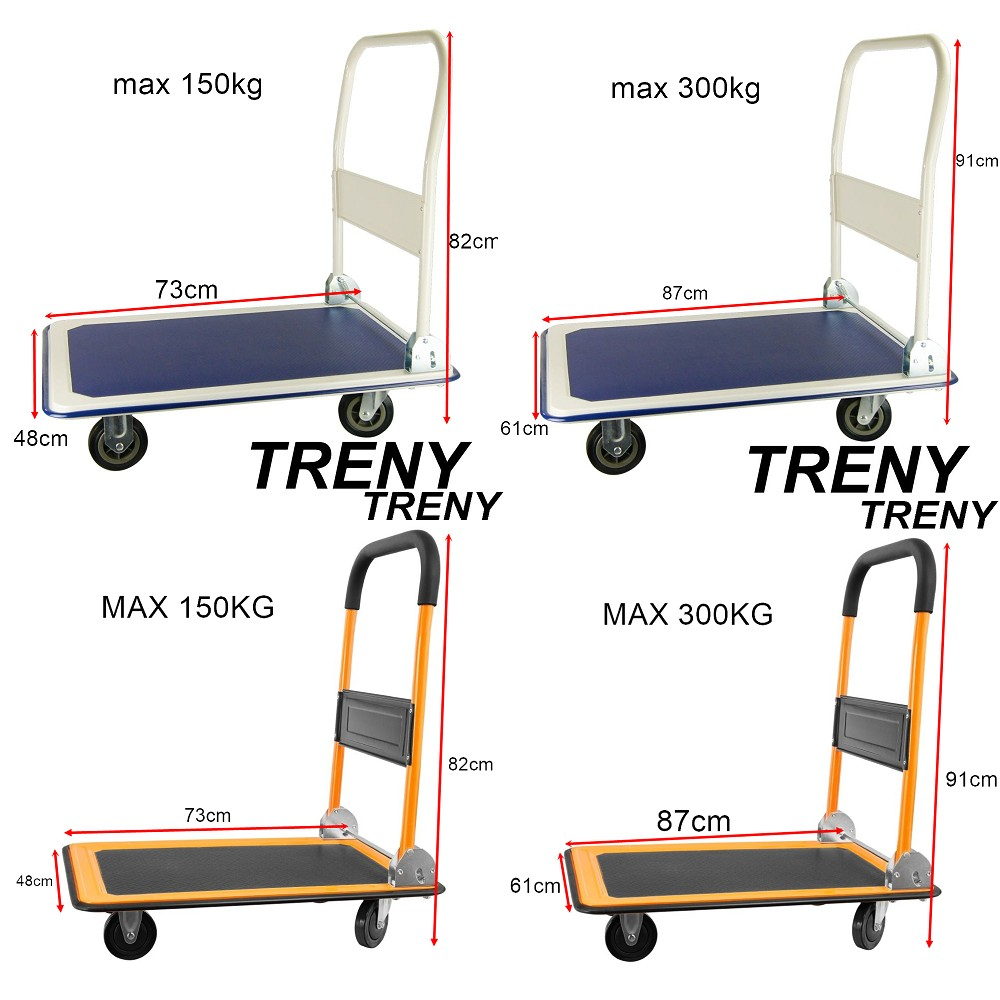 TRENY High Quality Iron 150kg 300kg Foldable Platform Hand Truck