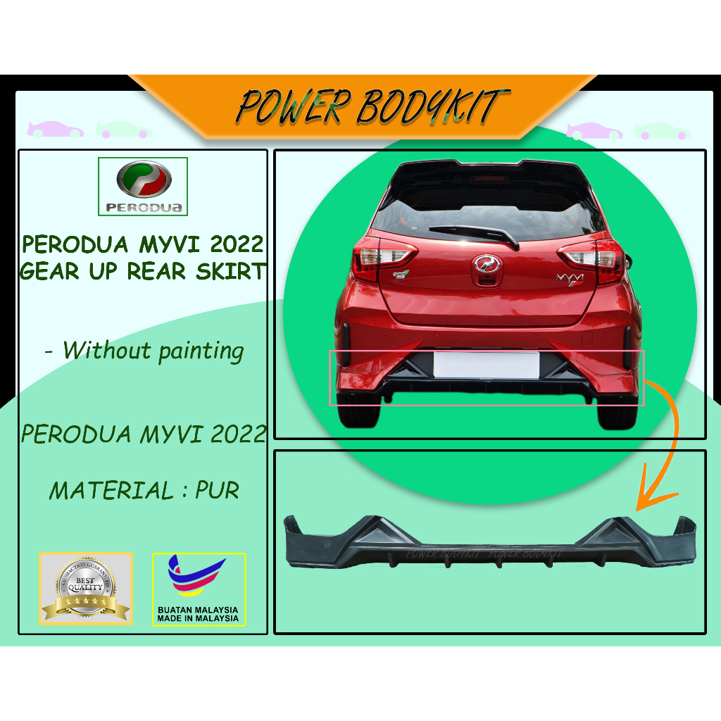 READY STOCK Perodua Myvi 2022-2024 Facelift GEN 3 Gear Up Rear Skirt ...