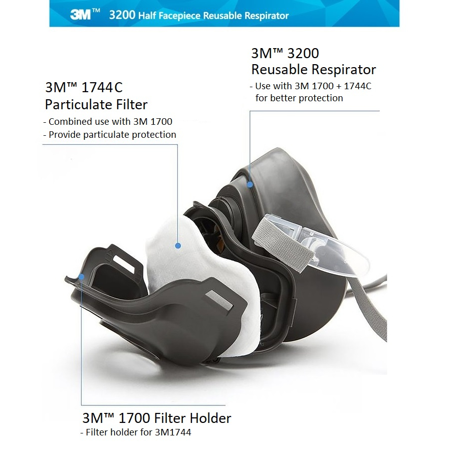 3M 3200 Half Face Respirator 3311k55 Organic Vapors Single Filter 3M ...