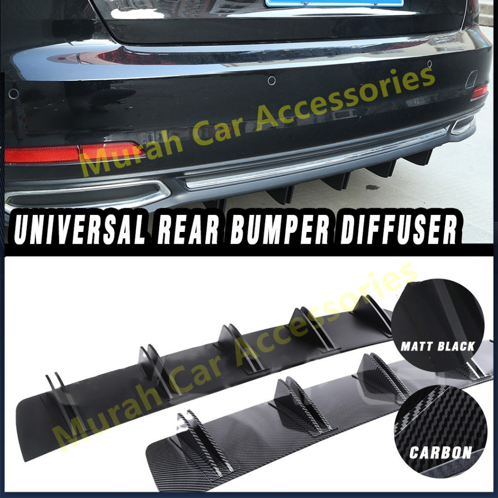 Universal Car Rear Bumper Chassis Spoiler Shark Deflector Black Abs