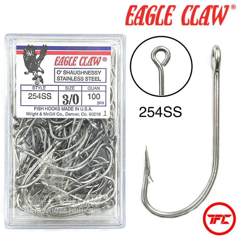 10pcs / Slot Eagle Claw 254SS O' Shaughnessy Stainless Steel Hooks
