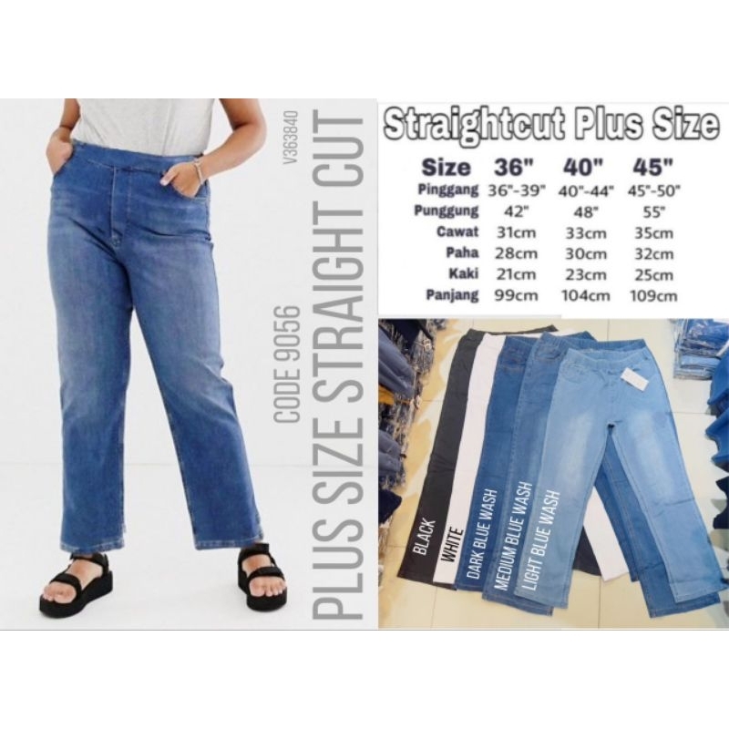(2XL5XL)Straight Cut Jeans Women Plus Size High Waist Loose Denim