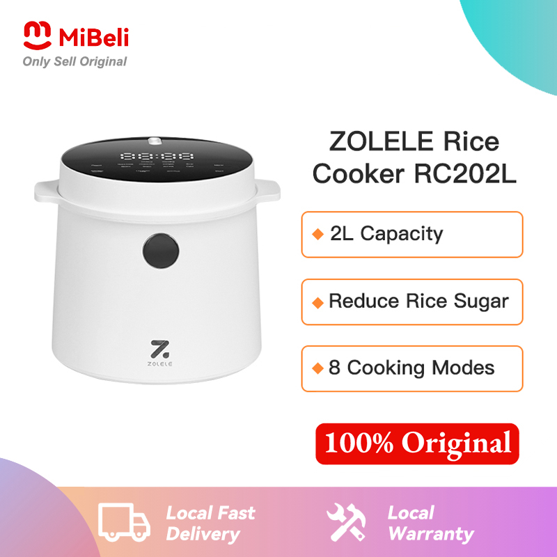 ZOLELE Low Sugar Rice Cooker RC202L Smart Screen Display NonStick Rice Cooker 2L with 8 Menus