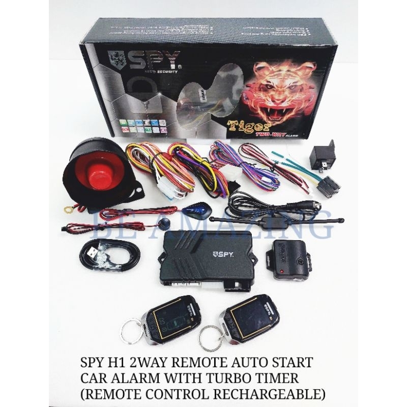 SPY H1 2WAY REMOTE AUTO START & ALARM SYSTEM (RECHARGEABLE) Shopee