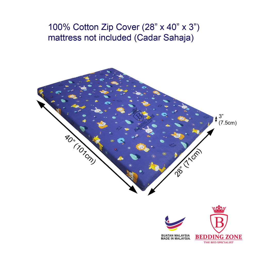 Baby Playpen Mattress Cotton Zip Cover (71cm x 101cm x 7.5cm) (Cadar ...