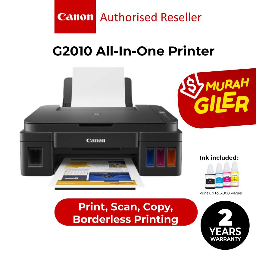 Canon Pixma G2010 Refillable Ink Tank All In One Printer Print Scan Copy Borderless 