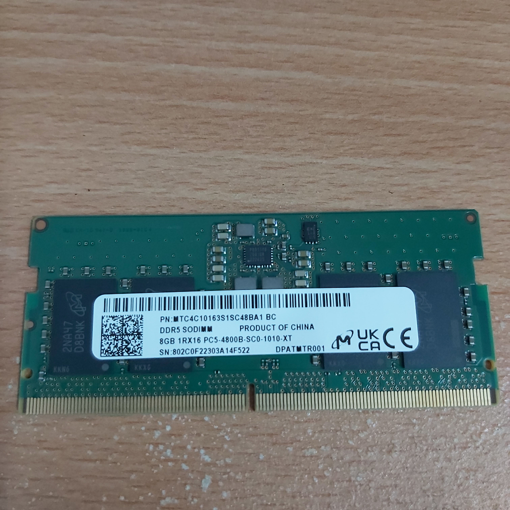 MICRON SODIMM 8GB PC5 DDR5 4800MHZ 1RX16 MTC4C10163S1SC48BA1 LAPTOP ...