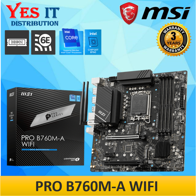 MSI PRO B760M-A WIFI DDR4 / DDR5 Intel LGA1700 M-ATX Motherboard Only ...