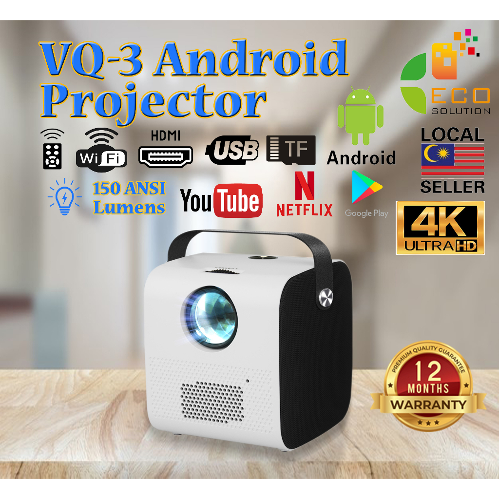 VQ03 Smart small Android Projector 4K Support HD Mini Projector 720P ...