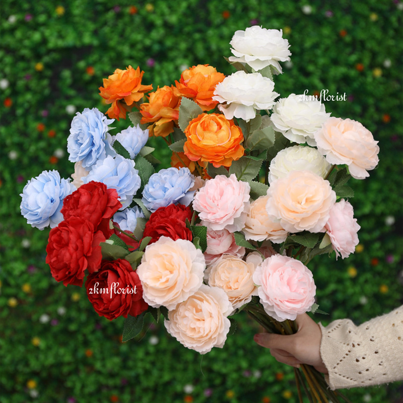 (3FLOWERS) PEONY ARTIFICIAL FAKE FLOWER Bouquet Living Home Decor ...