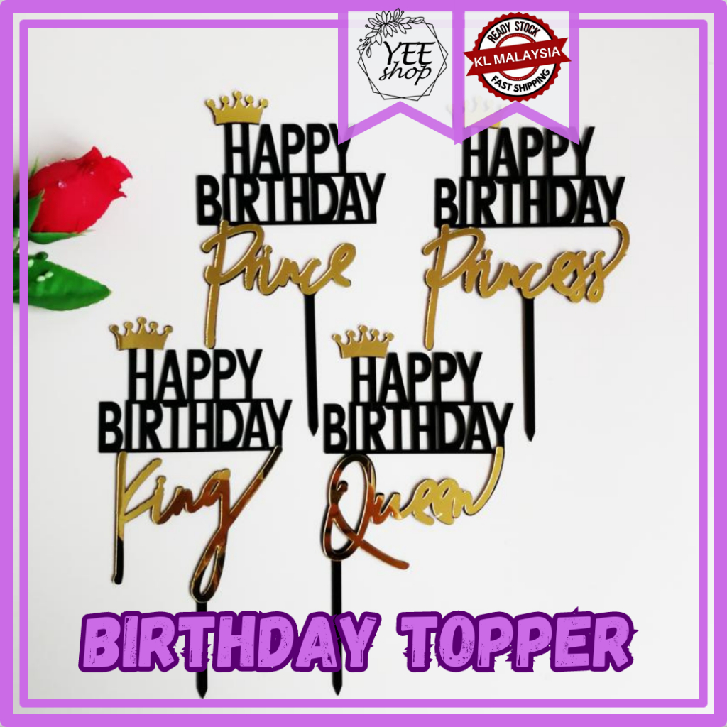 | Cake Decoration | Happy Birthday King Queen Prince Princess Acrylic ...