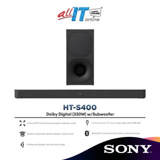 Sony HT-S400 2.1ch 330W Soundbar with Wireless Subwoofer HT-S400 HTS400