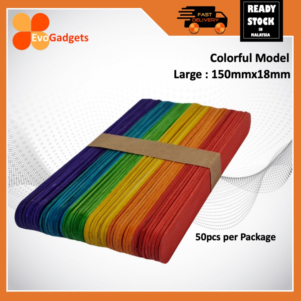 EvoGadgets Crafty Colors: Vibrant Ice Cream Sticks for DIY Craft ...