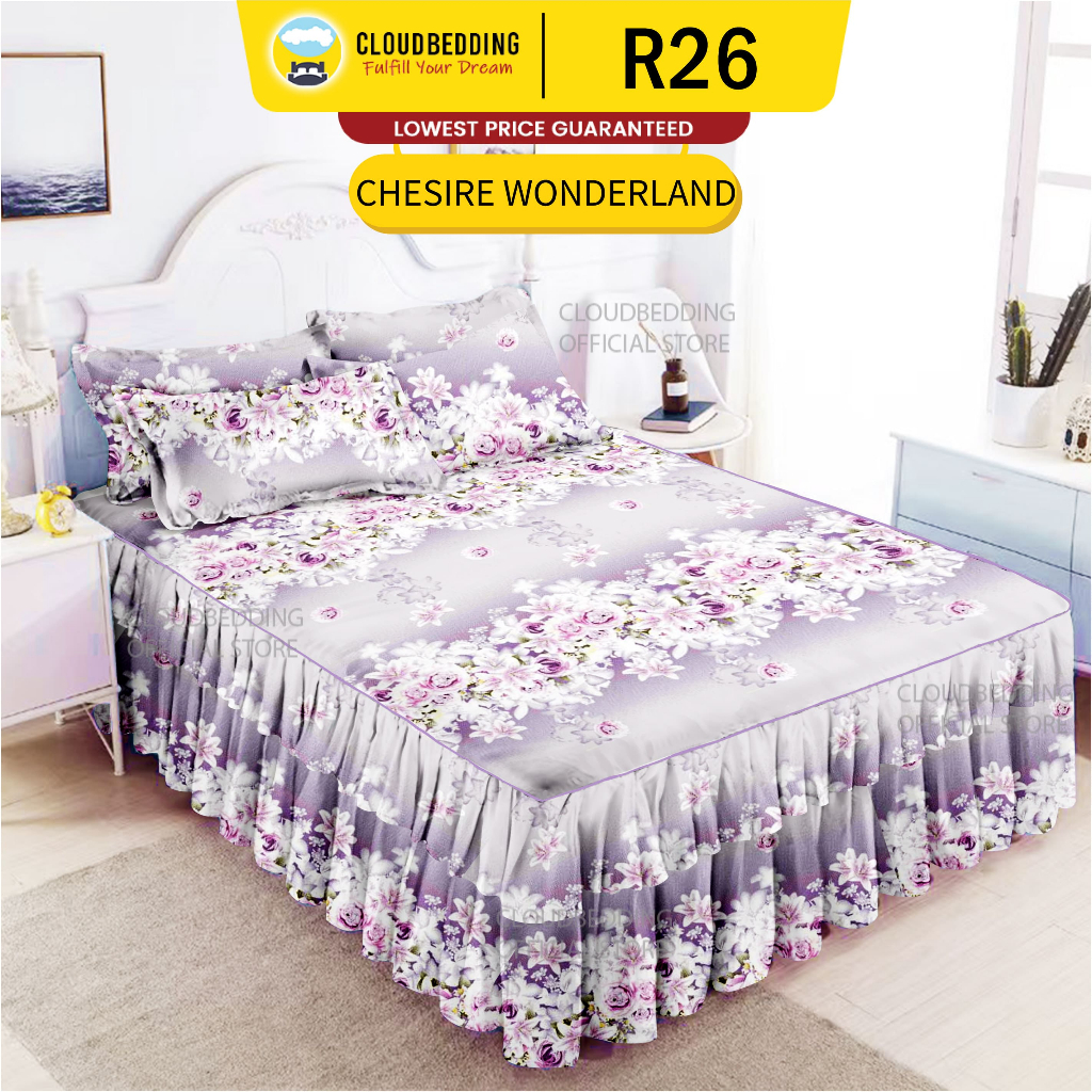 3IN1 Cadar Ropol Set Super Single/Queen /King Bedsheet 3IN1 Bed Skirt ...