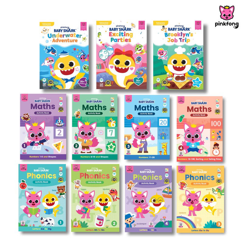 [MBO] Baby Shark Sticker Colouring Book / Phonics Activity Book / Maths ...