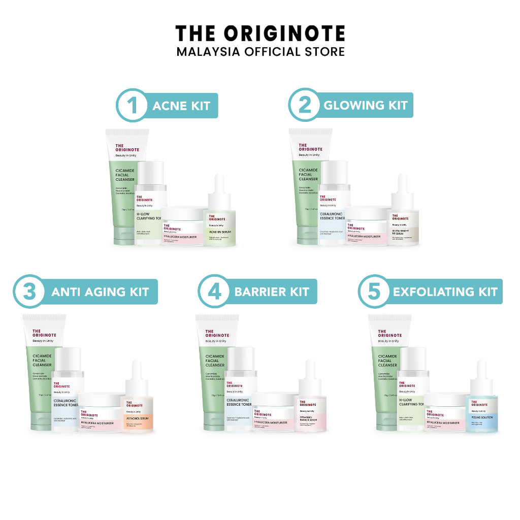 The Originote 4In1 Skincare Set Facial Wash Toner Serum Moisturizer