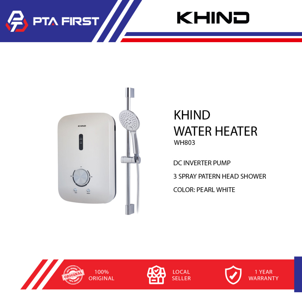 KHIND WH803 WATER HEATER W/O PUMP (PEARL WHITE) (919140) | Shopee Malaysia