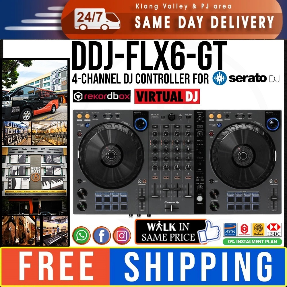 Pioneer DJ DDJFLX6GT 4deck Rekordbox and Serato DJ Controller