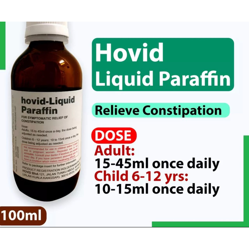 HOVID LIQUID PARAFFIN 100ml FOR RELIEF FROM CONSTIPATION/SEMBELIT