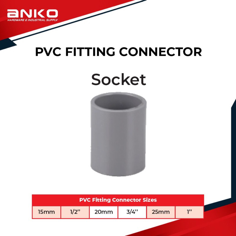 PVC Socket Fitting Penyambung Paip Connector 15mm 20mm 25mm | Shopee ...