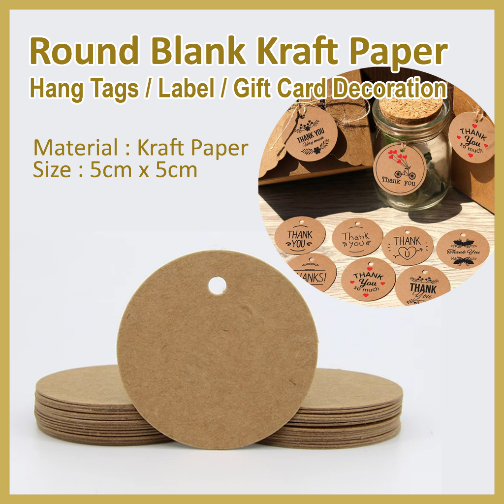 Ready Stock - Round Kraft Paper Hang Tags Label Greeting Card Thank You ...