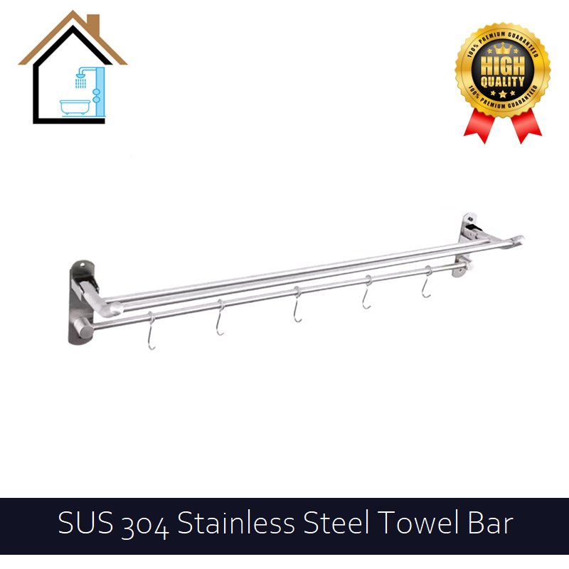 【毛巾杆】SUS 304 Stainless Steel Foldable Towel Rail Double Towel Bar Towel ...