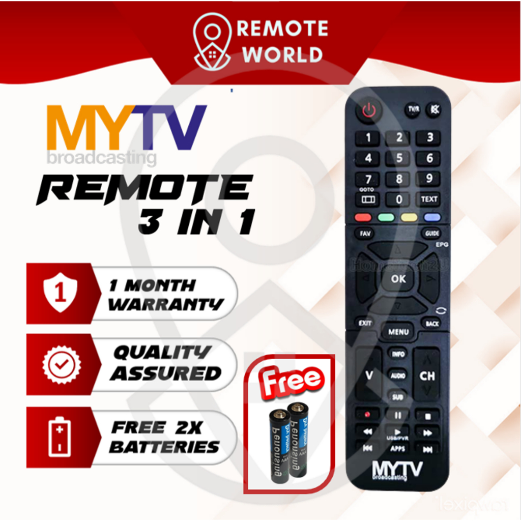 3 in 1 Mytv Decoder Remote | Alat Kawalan Jauh Dekoder Mytv DVTV PAN TX ...