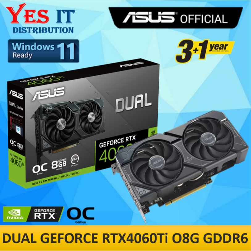 ASUS Dual GeForce RTX™ 4060 Ti SSD OC Edition 8GB GDDR6, Graphics Card