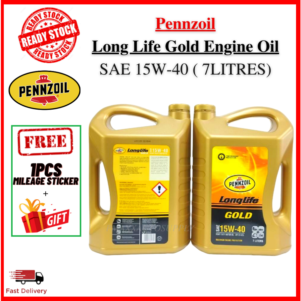 Pennzoil Gold SAE 15W40 15W-40 7L Engine Oil Long life API CH-4/SL ...
