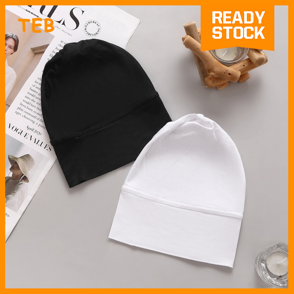 (S-M) QSTAR Inner Snow Cap Anak Tudung Cotton | Black & White Plain ...