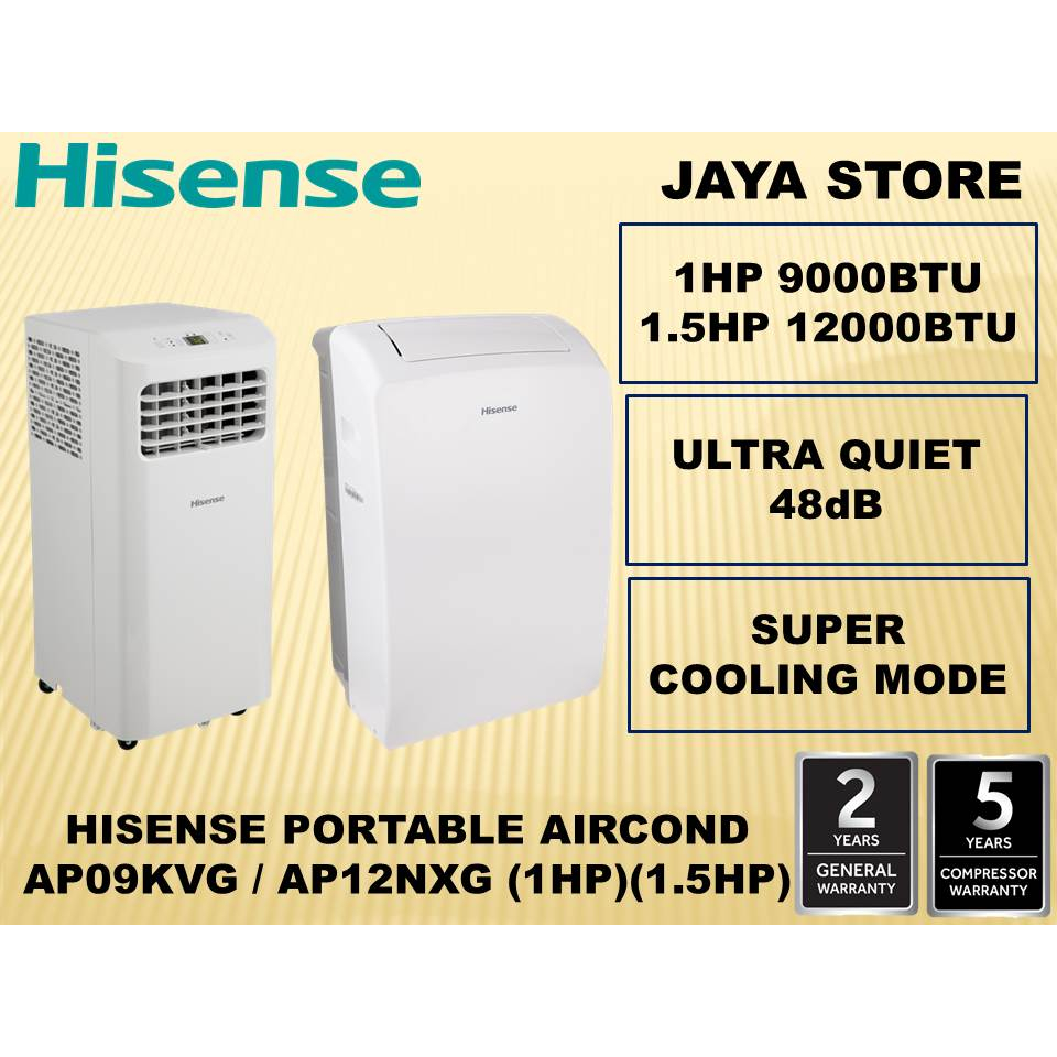 Hisense Portable Air Conditioner (1.0HP/1.5HP) 24hr Timer Smart Mode