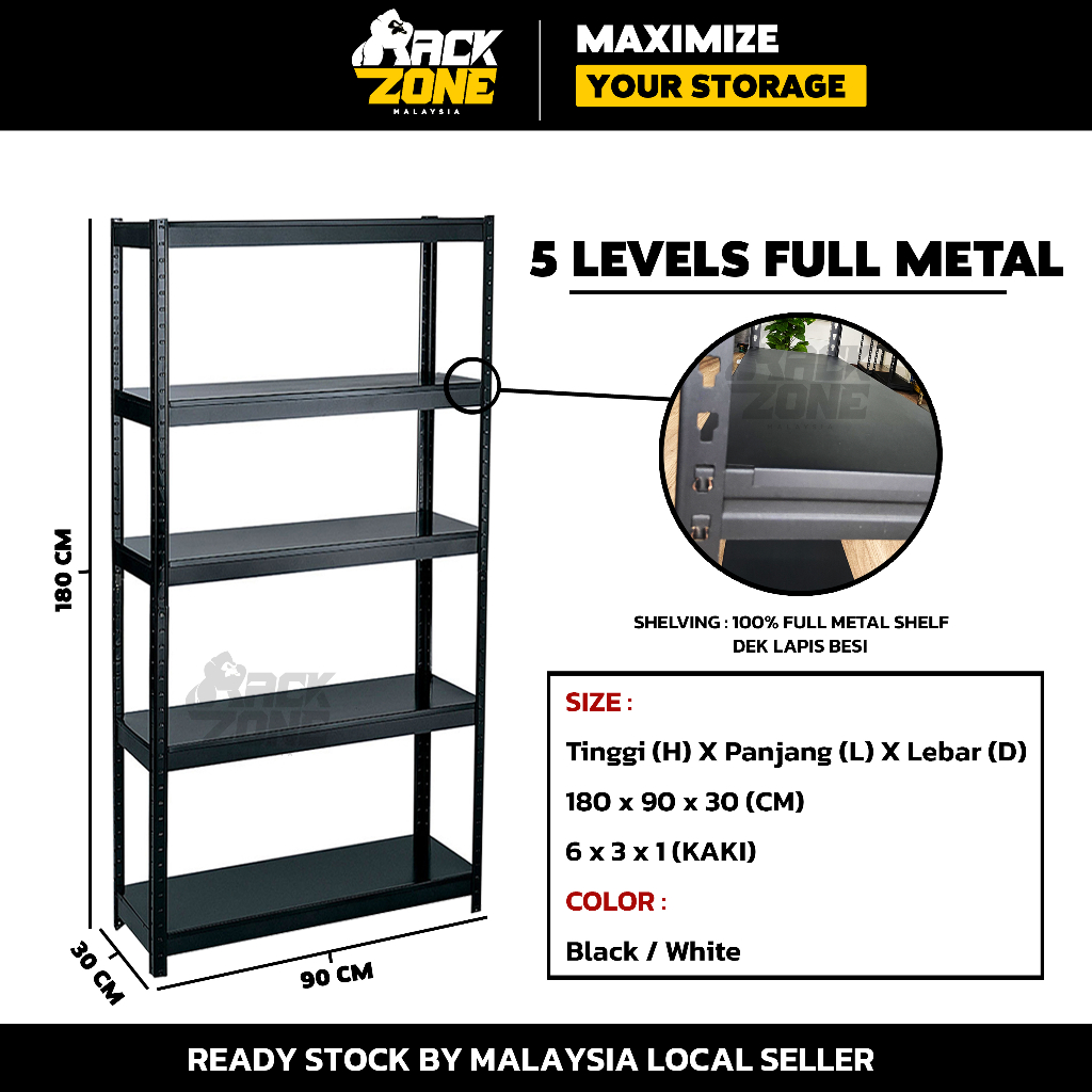 RACKZONE Home Rak Dapur Besi Bertingkat Serbaguna Boltless Rack Shelf ...