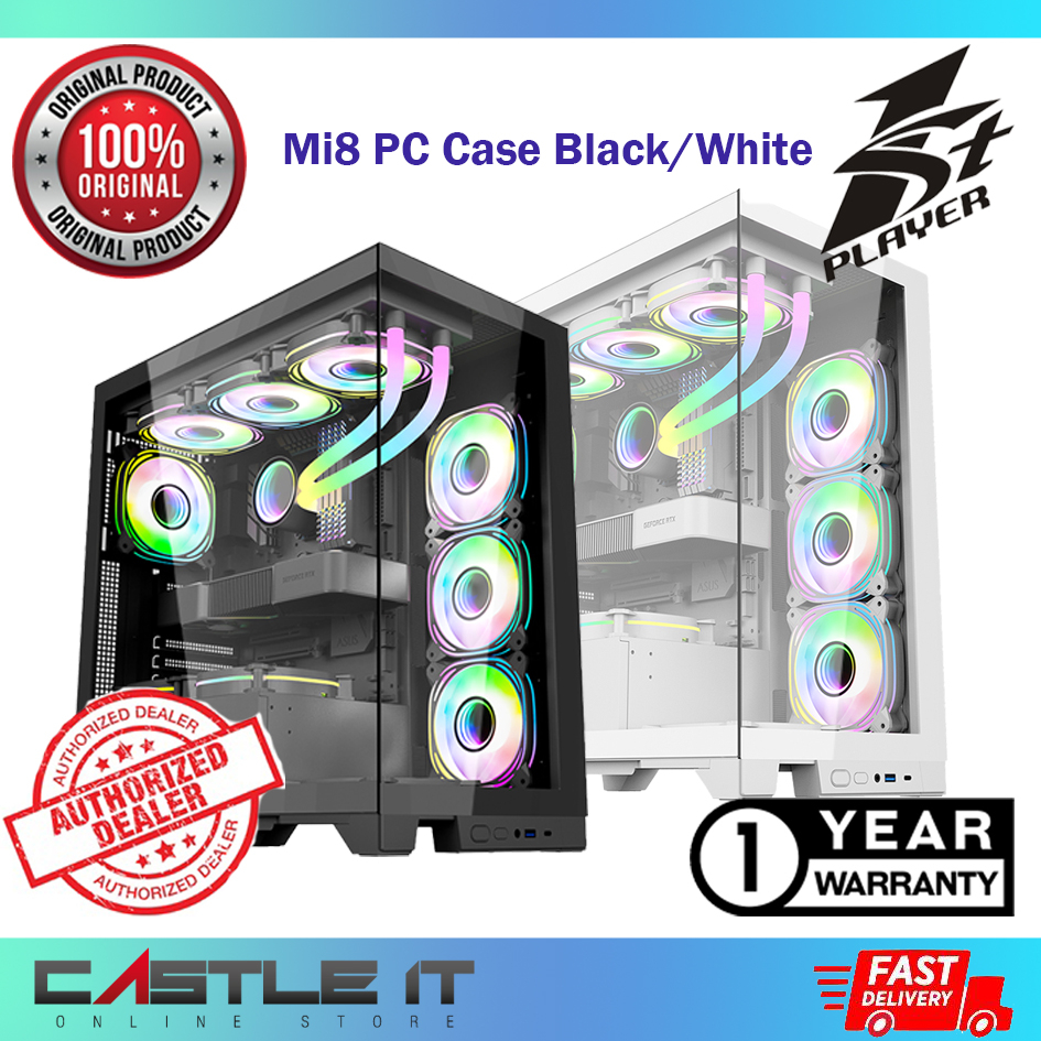 1st Player MIKU MI8 Tempered Glass ATX Gaming Pc Casing (WHITE/BLACK ...